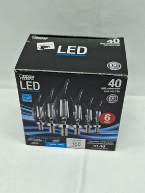 Feit Enhance Ca10 (flame Tip) E12 (candelabra) Filament Led Bulb, DAYLIGHT 40 W